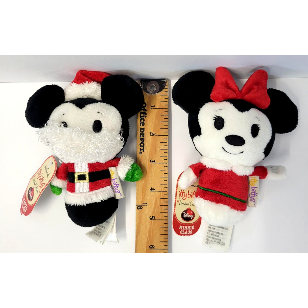 Hallmark Disney Itty Bittys Santa Mickey Minnie Claus Holiday Plush Set Limited - Picture 9 of 16